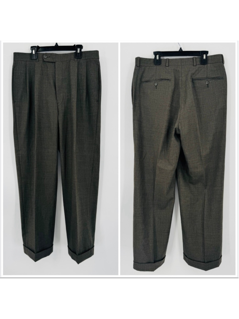 Men's Brooks Brothers Taupe 100% Wool Pleated Dress Pants 32x28